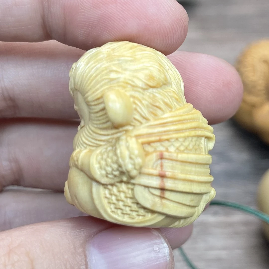 自然微瑕疵悟空斗战萌佛黄杨木手机链挂件