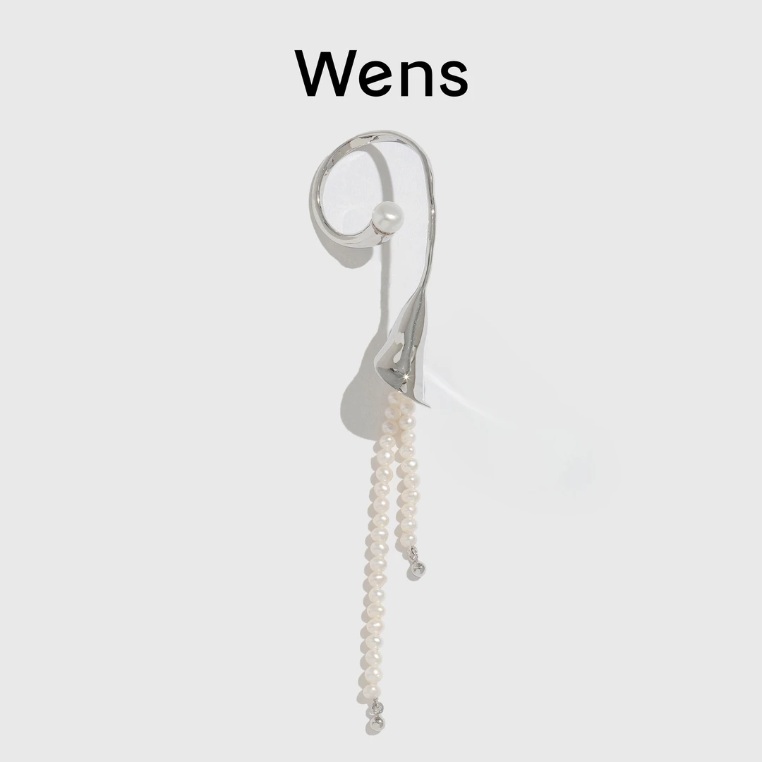 Wens/吻斯 铜合金耳饰 时尚原创设计耳环马蹄莲耳钉流苏简约耳挂