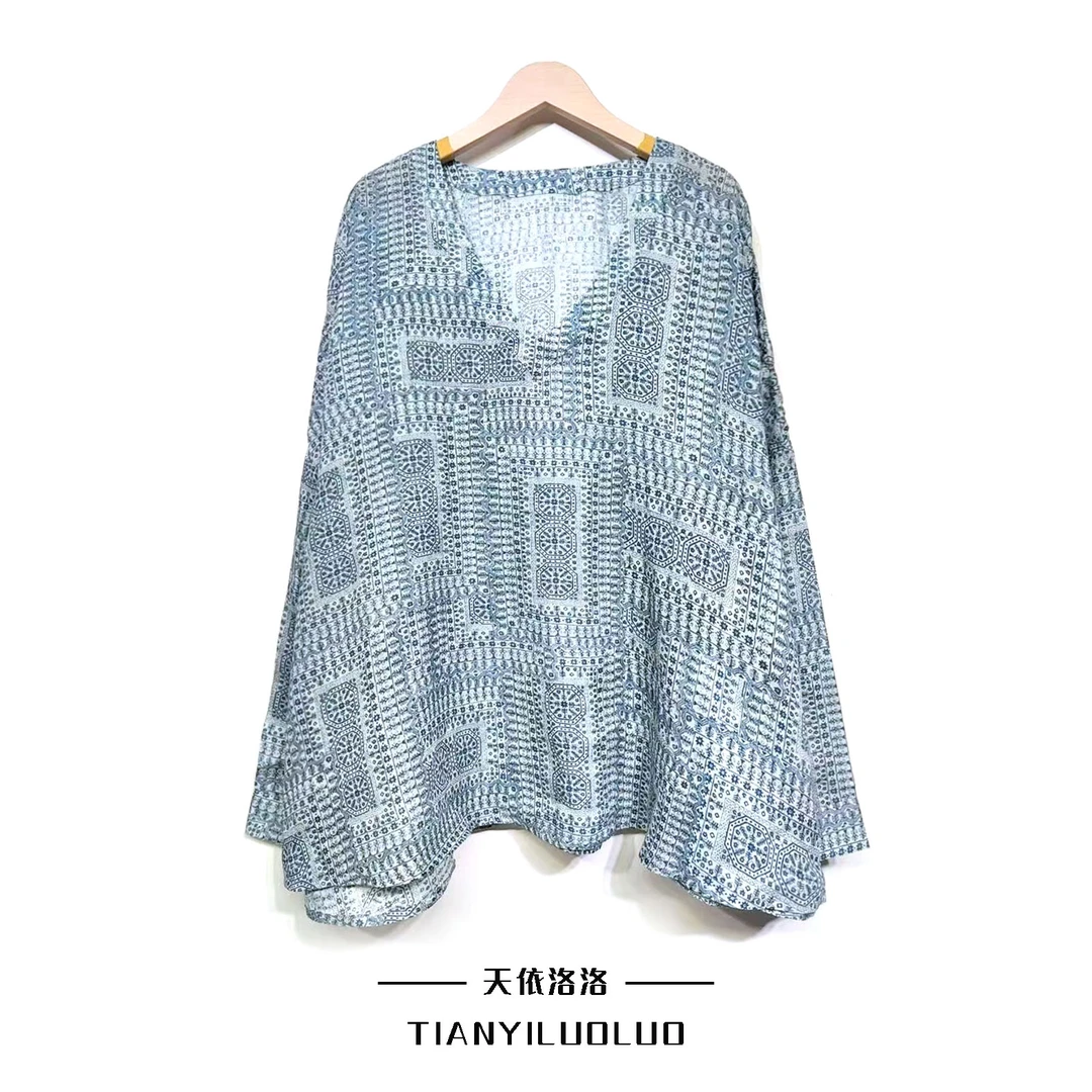 【天依洛洛】TX001  苎麻V领长袖T恤