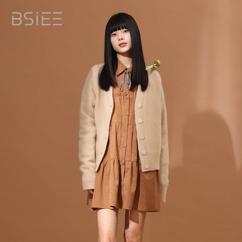BSIEE/本涩学院风长袖连衣裙女装学生a字衬衫娃娃裙休闲高腰