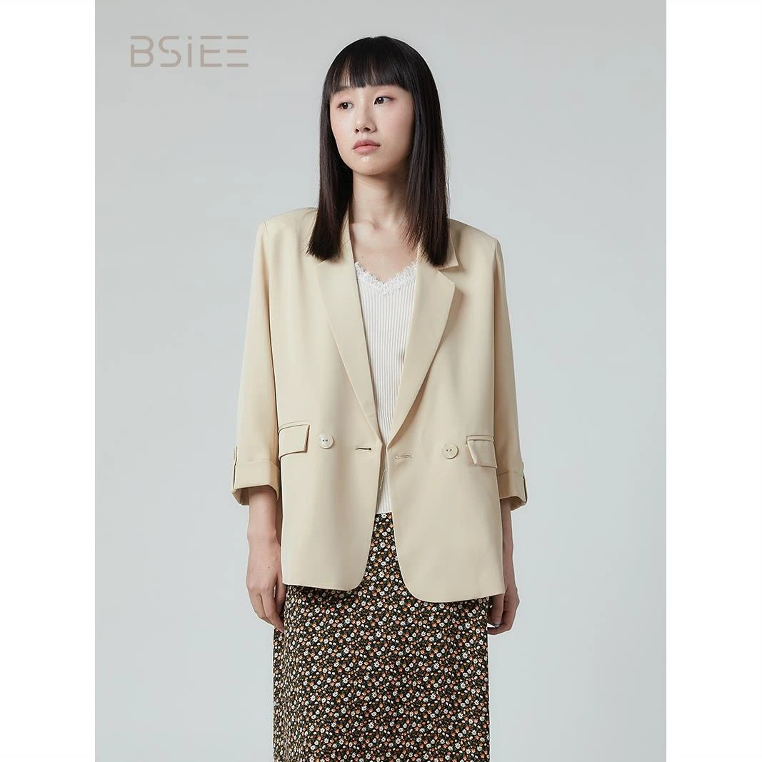 BSIEE本涩春装专柜同款七分袖简约西装宽松女装西服外套通勤简约