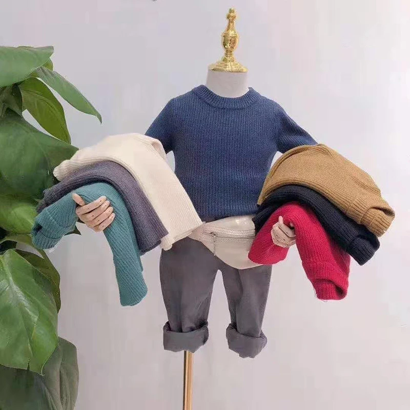 儿童毛衣春秋打底衫男女童纯色修身上衣长袖大弹力