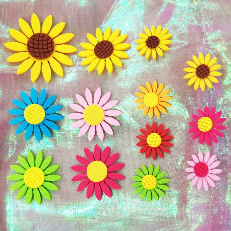 彩色毛毡布向日葵发夹饰品 葵花服装辅料 太阳花幼儿园手工DIY配