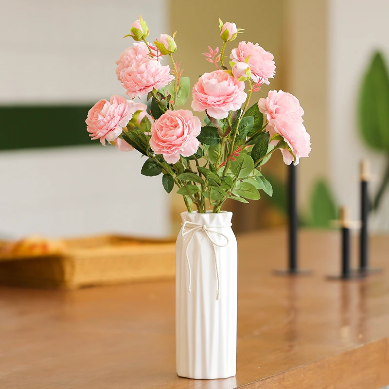 【5支装】仿真牡丹花花束家居客厅落地装饰干花假花绢花插花摆件