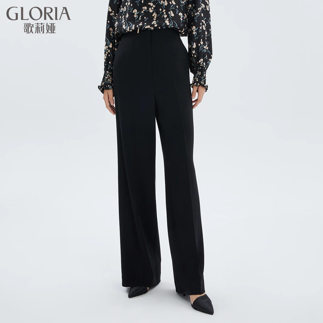 【商场同款】Gloria/歌莉娅高档 秋冬新品暗黑风三醋酸直筒裤百搭