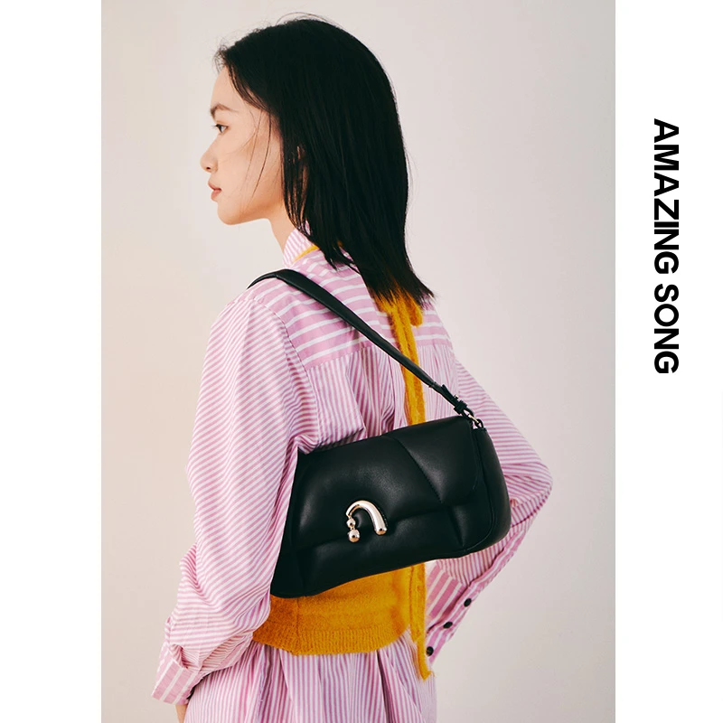 AMAZINGSONG小众花卷包新款时尚设计手提包羊皮高级感包