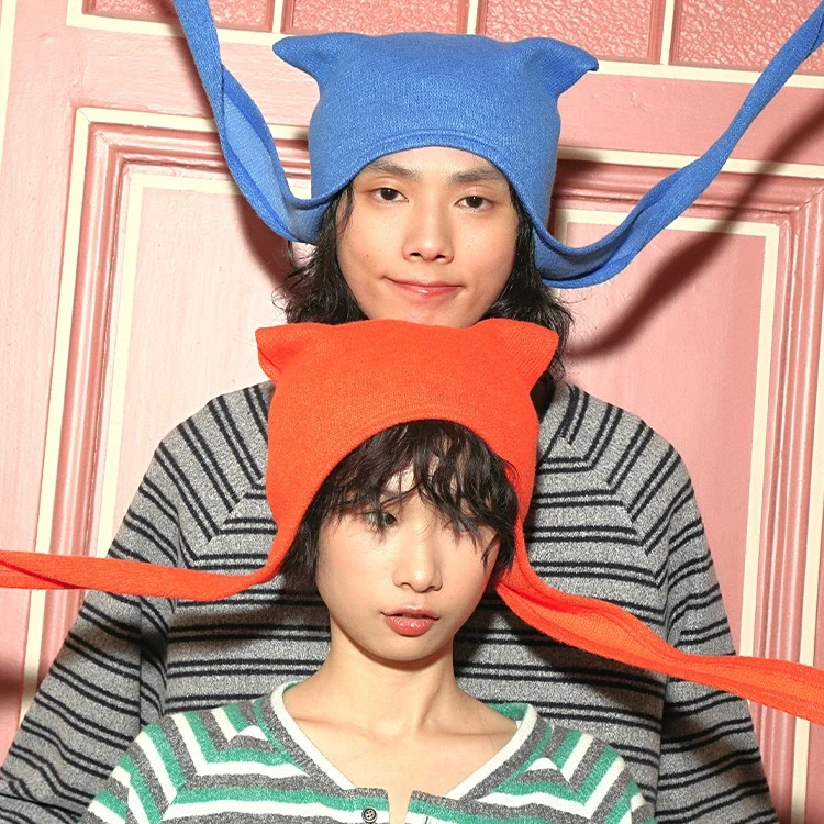 【自播】Oinkoink原创设计折耳猫帽 针织逗猫棒帽子