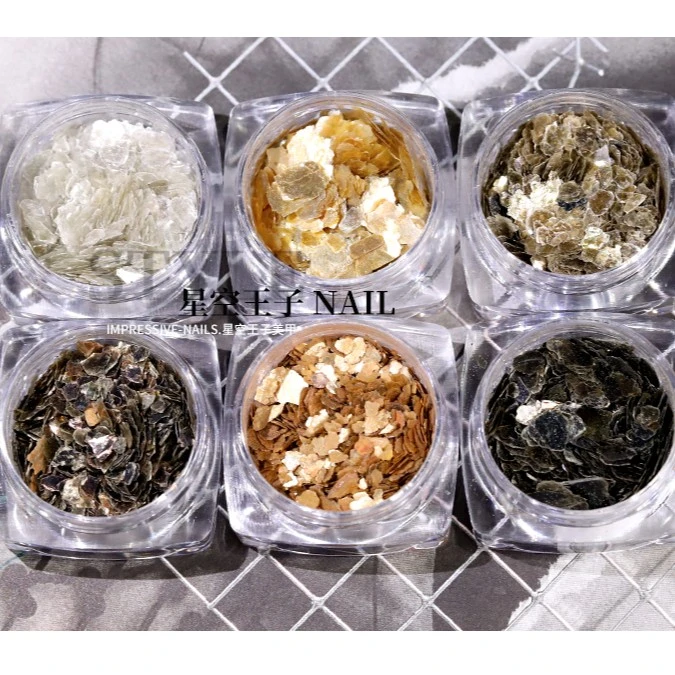 热荐日式美甲金属矿石云母片高亮泽矿物铜金片光疗指甲装饰贴片