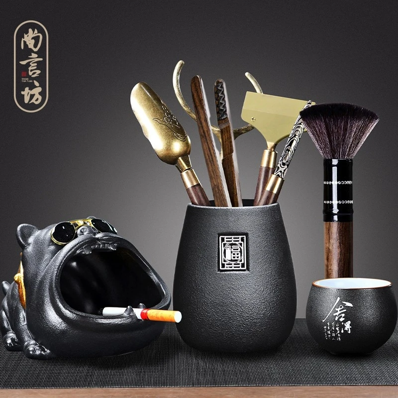 实木六君子套装功夫茶具配件6君子大全泡茶工具茶夹勺刀