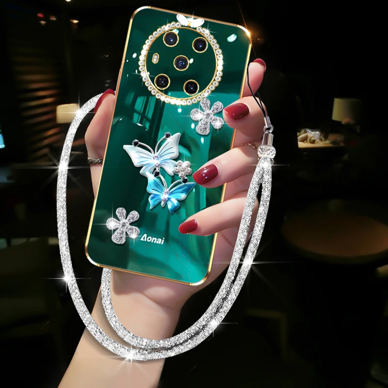 荣耀magic3手机壳潮流镶钻蝶恋花女款magic3pro防摔保护套ELZ-AN0