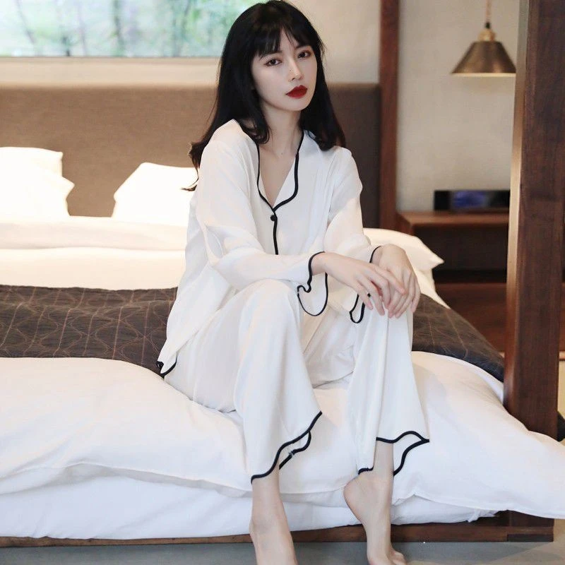 薄款女睡衣家居服套装家居服女士宽松甜美睡袍学生夏季性感大码