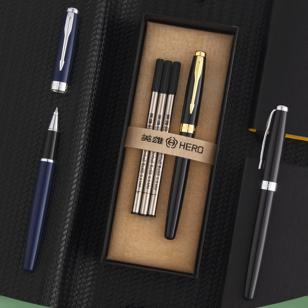 HERO/英雄签字笔商务高档宝珠笔办公用签名官方正品多色不断墨