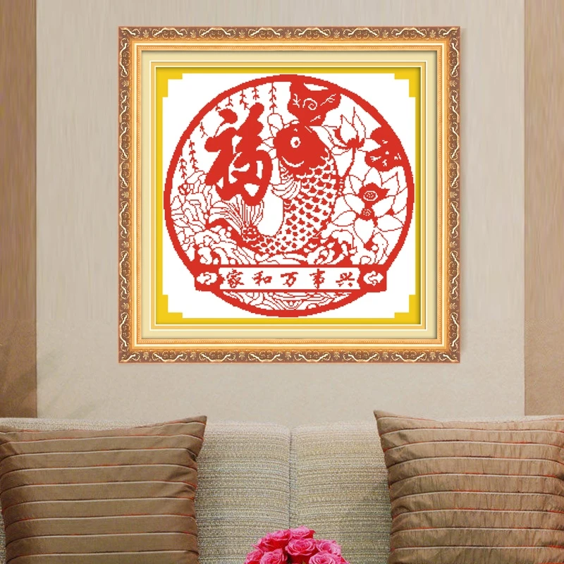 印花刺绣十字绣推荐新款客厅福字系列简单小幅十字绣卧室中国风