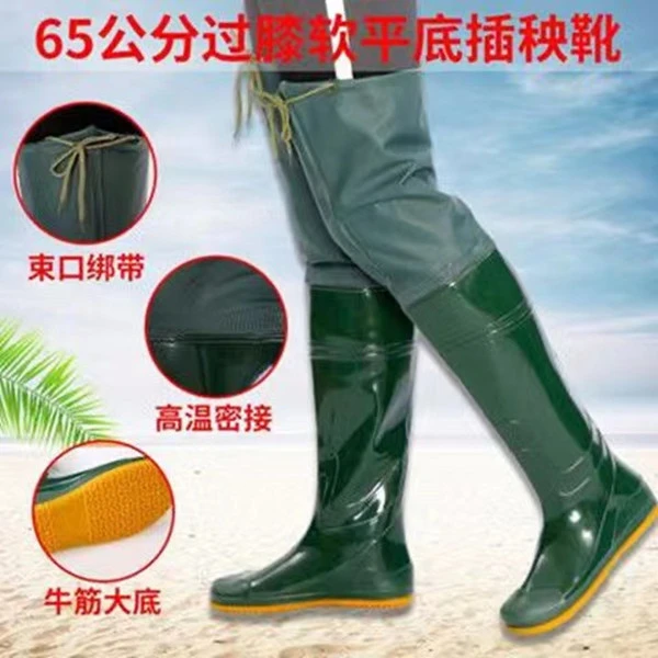 唯稞 新款男女中高筒雨鞋水田袜软底过膝下水鞋