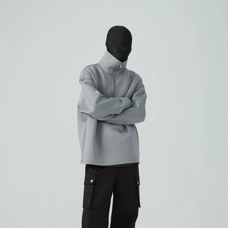 FRKM SCD 22SS 灰色空气棉休闲宽松百搭高级感简约高领男女卫衣