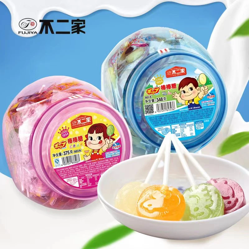 不二家 果味棒棒糖/牛奶棒棒糖60支混合桶装女生礼物儿童分享糖果
