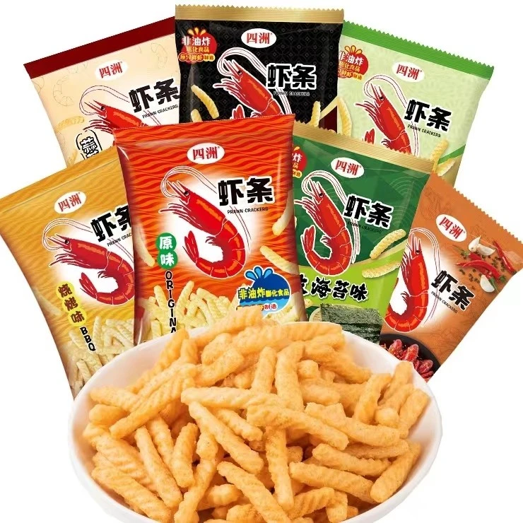 四洲虾条 80g*4包 多口味组合装 薯条薯片虾条休闲零食膨化食品