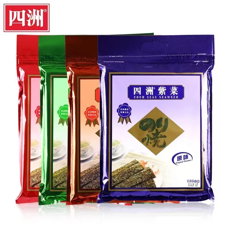 四洲紫菜100束 80g大包分享装 休闲零食即食海苔拌饭辣味香脆零食