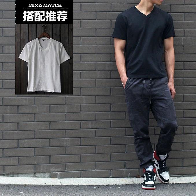 夏季款男士百搭纯色透气纯棉圆领短袖日系简约修身弹力休闲T恤