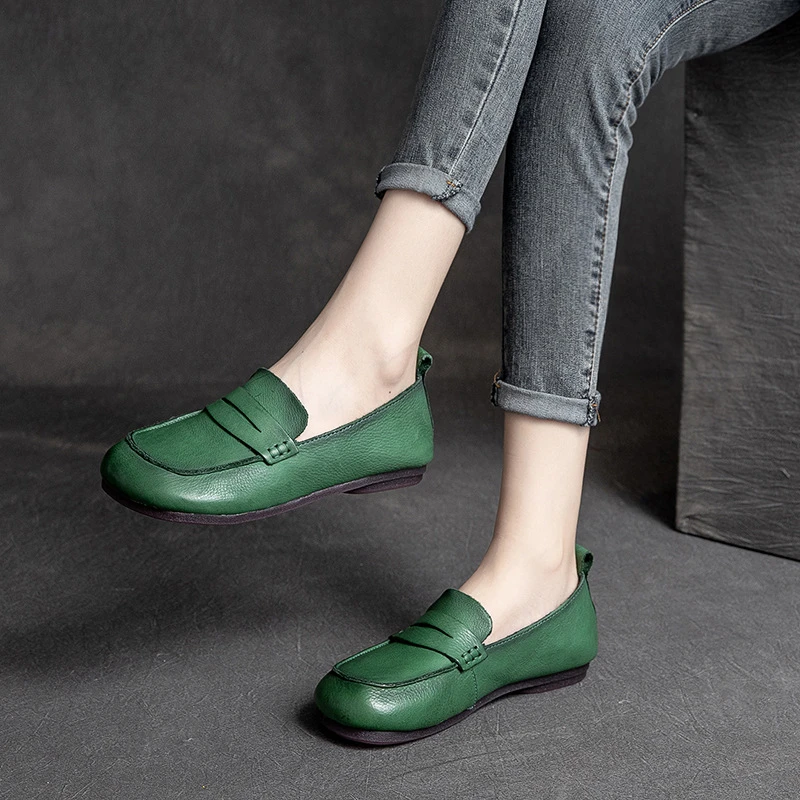 手工原创秋季糖果休闲豆豆女鞋驾车鞋女真皮牛皮单鞋手工擦色鞋
