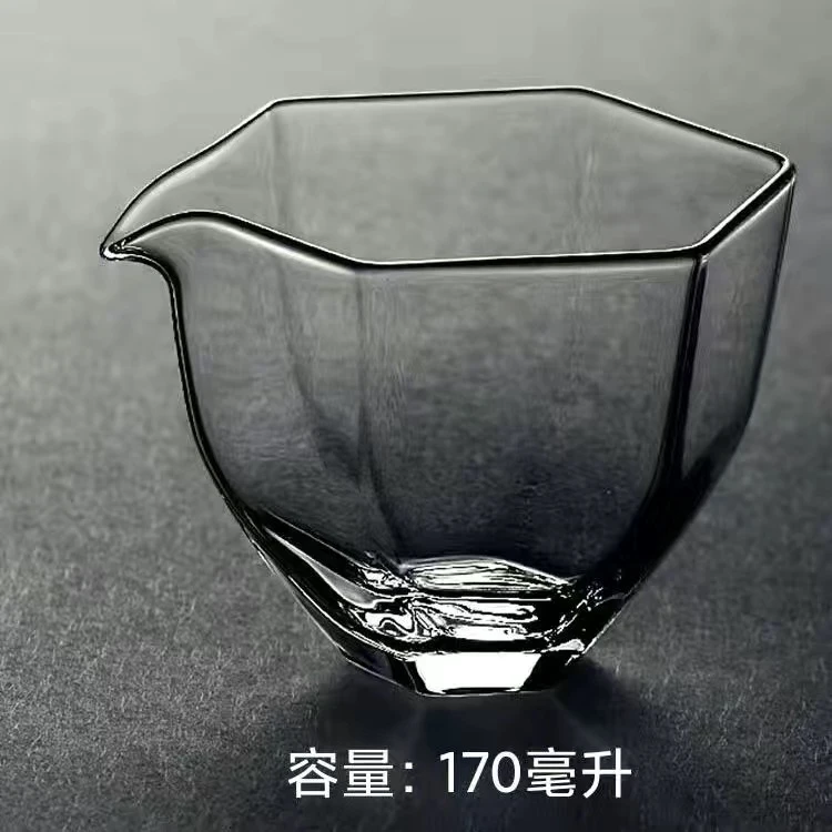 日式手工玻璃六角公道杯透明公杯加厚匀杯耐热茶海功夫茶具分茶器