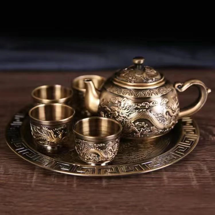 【复古青铜】茶具套装1茶壶1托盘4茶杯子茶具套装家用整套送礼品