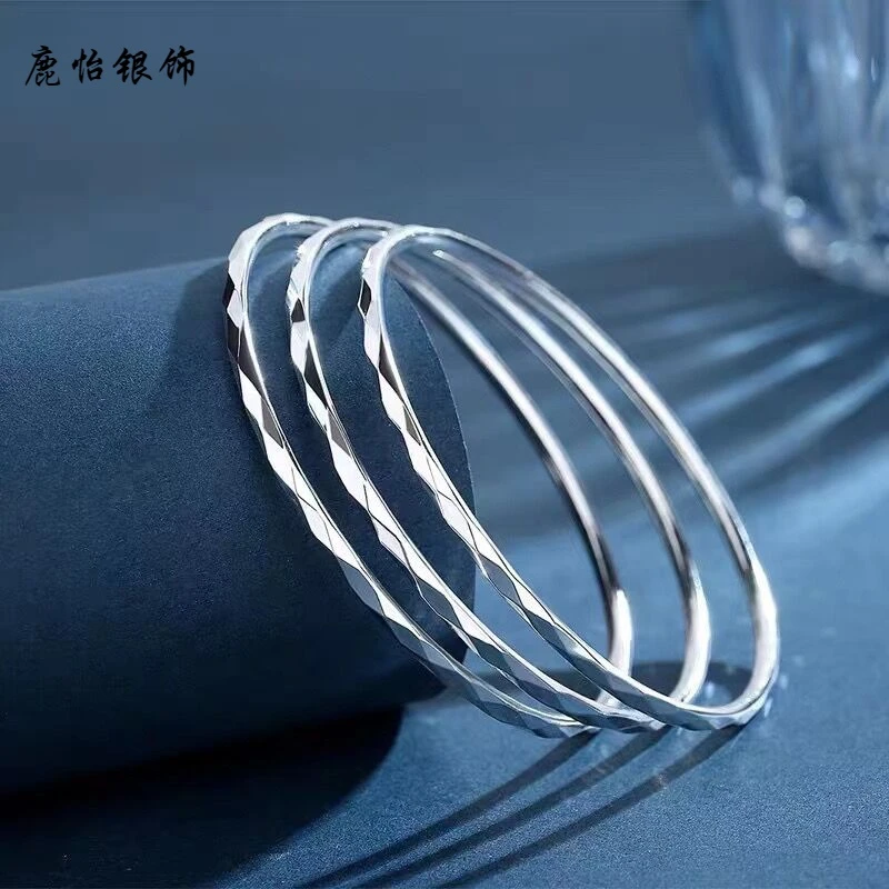 鹿怡 足银手镯 30g足银999三圈水立方手镯三生三世镯子经典细圈