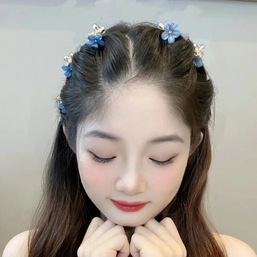 合金玻璃发饰 小抓夹公主头花朵发夹侧边刘海碎发发夹小刘海夹