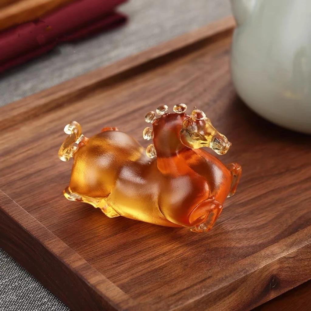 琉璃唐马茶宠茶盘摆件家用客厅装饰用品茶具茶道配件茶台创意摆件