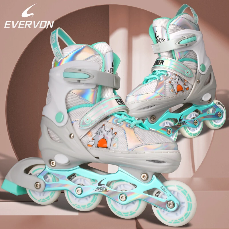 EVERVON EV088 溜冰鞋儿童男女可调八轮全闪光轮滑鞋旱冰鞋滑冰