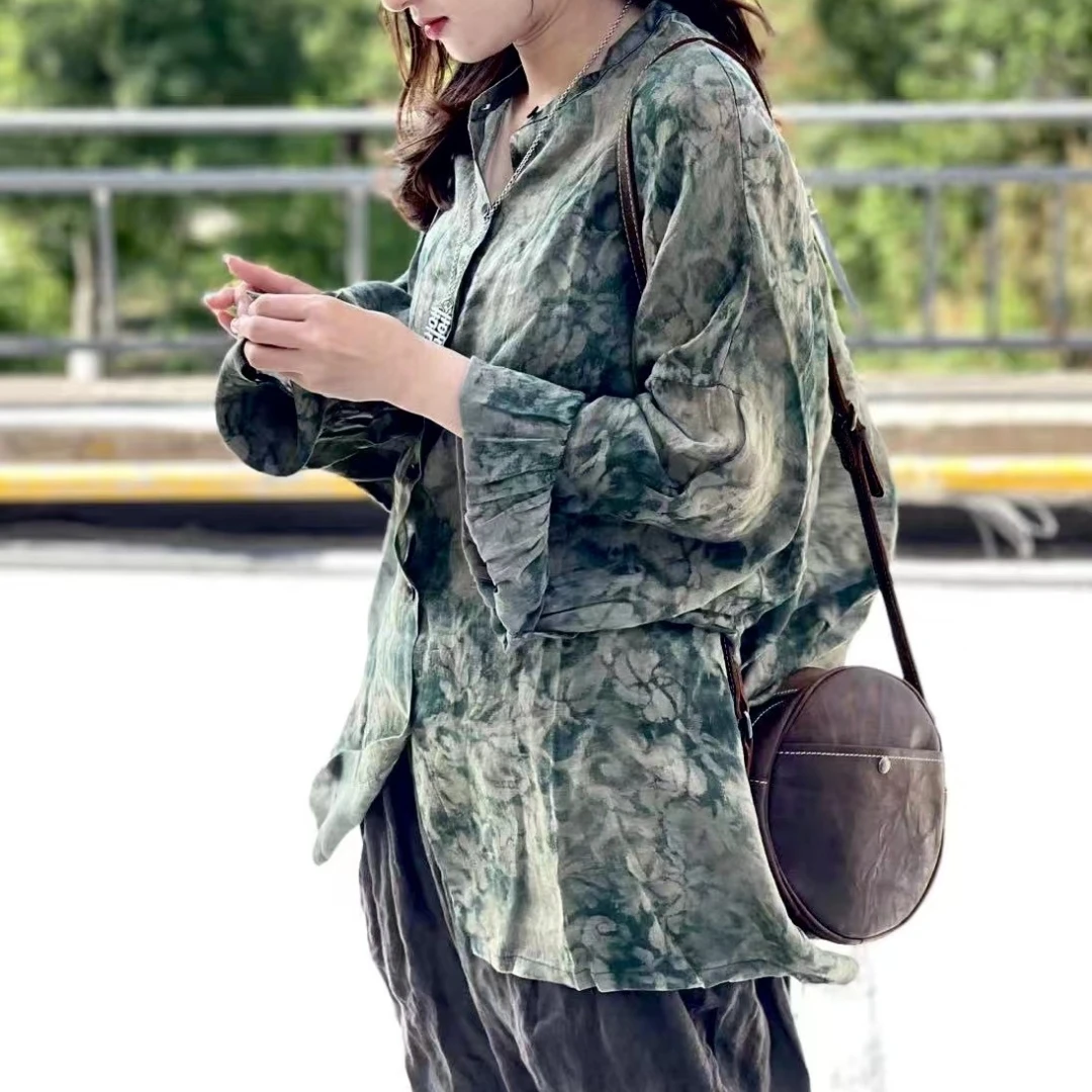 疯子张夏款苎麻休闲韩版衬衣均码款号08024