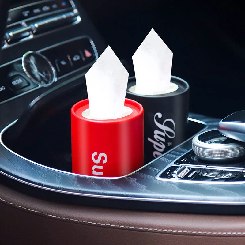 车载纸巾汽车专用圆筒创意纸巾桶装抽纸巾车内个性高档纸巾圆盒装