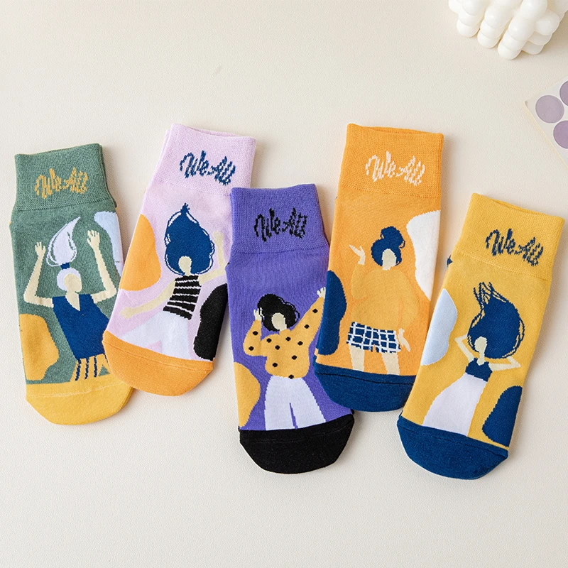 袜子女短袜长绒棉中筒袜ins潮袜网红款可爱日系四季款女卡通袜