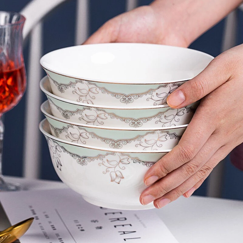 锦南景德镇陶瓷丽人风尚4个6英寸中式面碗家用吃饭碗防烫