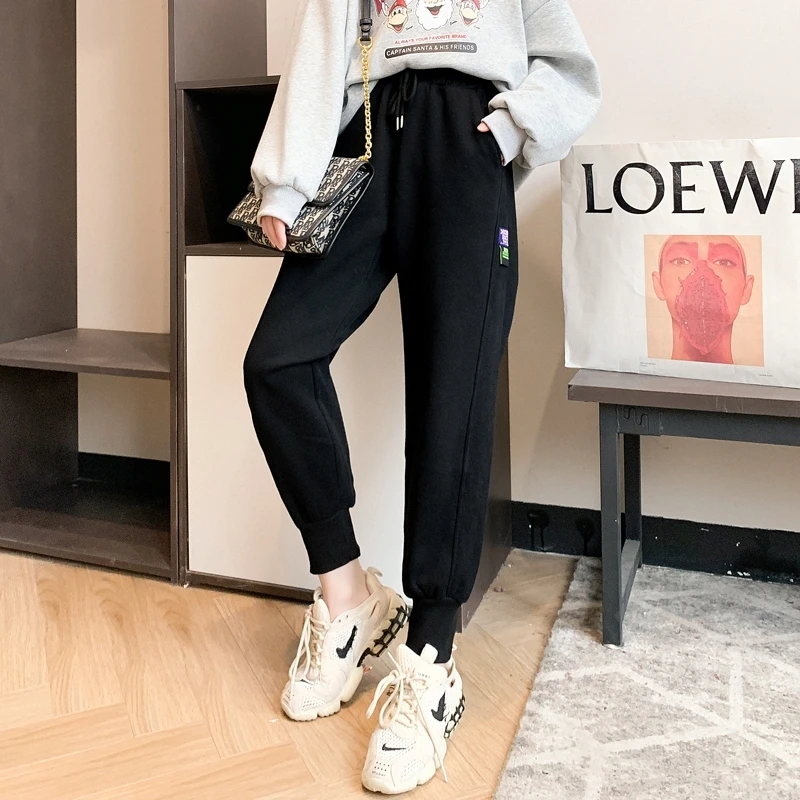 【丽可儿】加绒加厚韩版休闲秋冬贴标新品秋冬卫裤休闲裤DY200