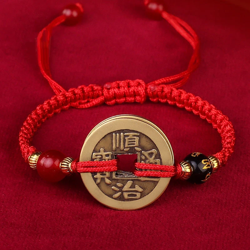手链五帝手绳男女士情侣款本命年红绳兔年手工编织手串