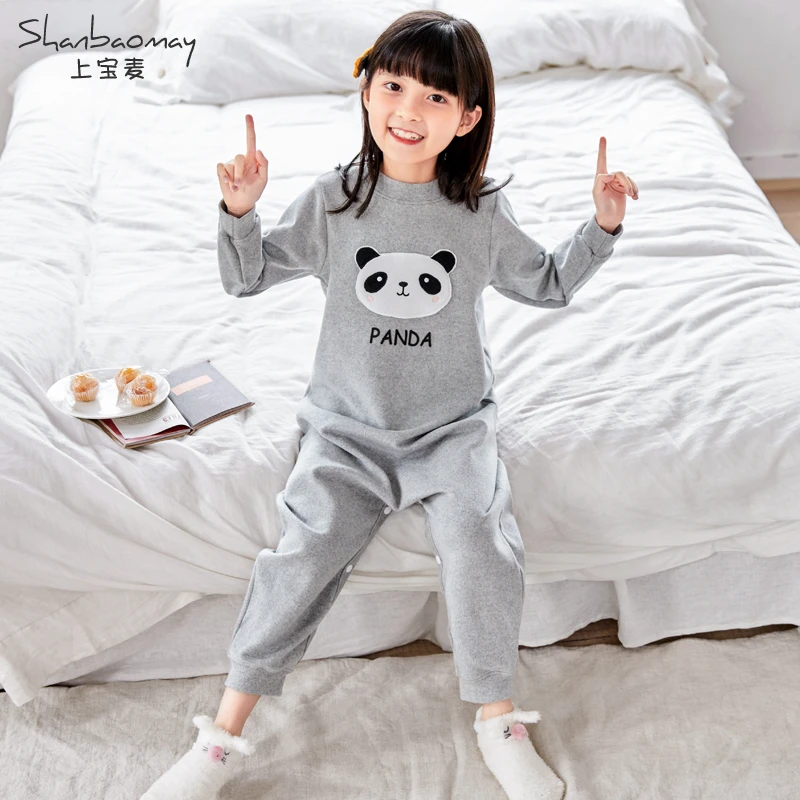 上宝麦春秋儿童连体睡衣棉加厚儿童宝宝睡衣家居服保暖防踢护肚