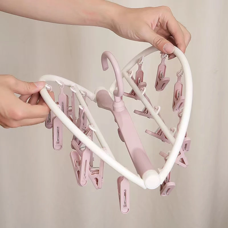 晾衣架多夹子折叠袜子架挂衣钩内裤衣架家用卧室学生宿舍阳台袜架