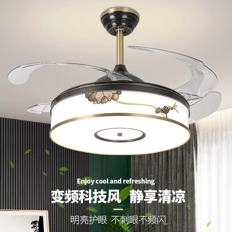 全铜新中式风扇灯吊扇灯中国风客厅灯餐厅风扇吊灯卧室风扇灯具