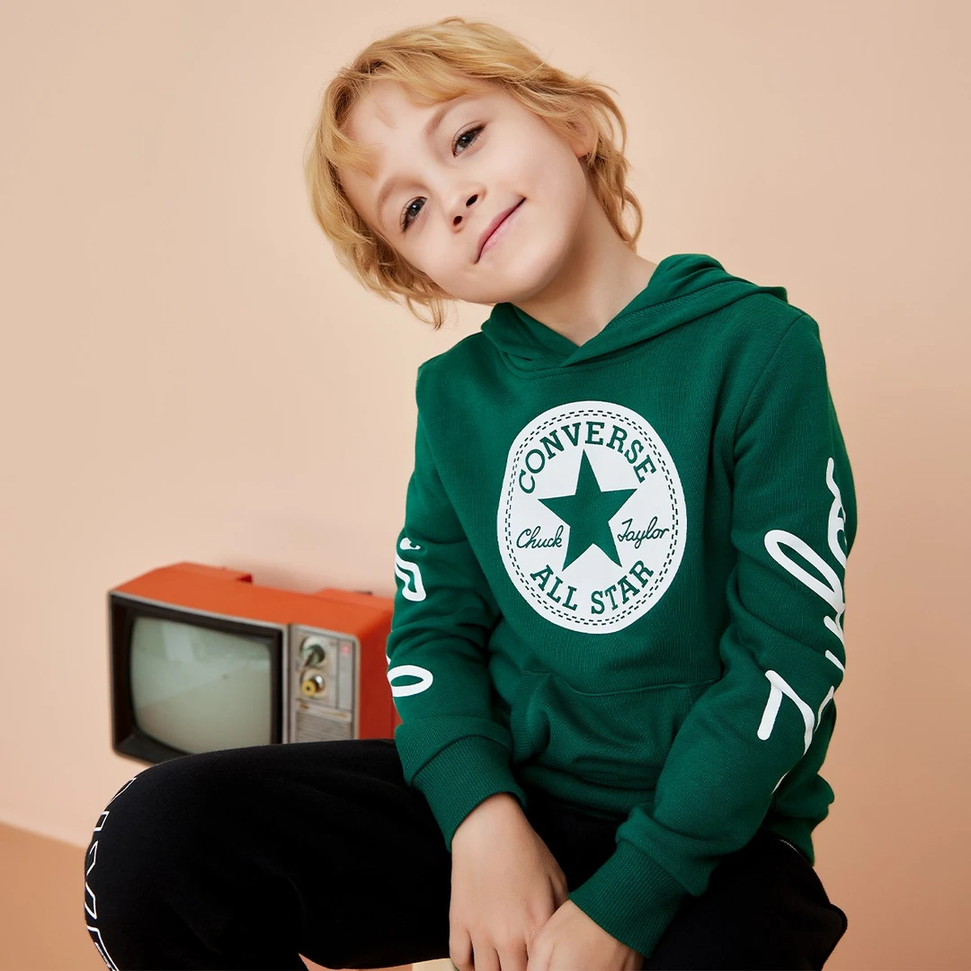 【旗舰店】 Converse匡威男女童装童装春季百搭休闲连帽卫衣8667
