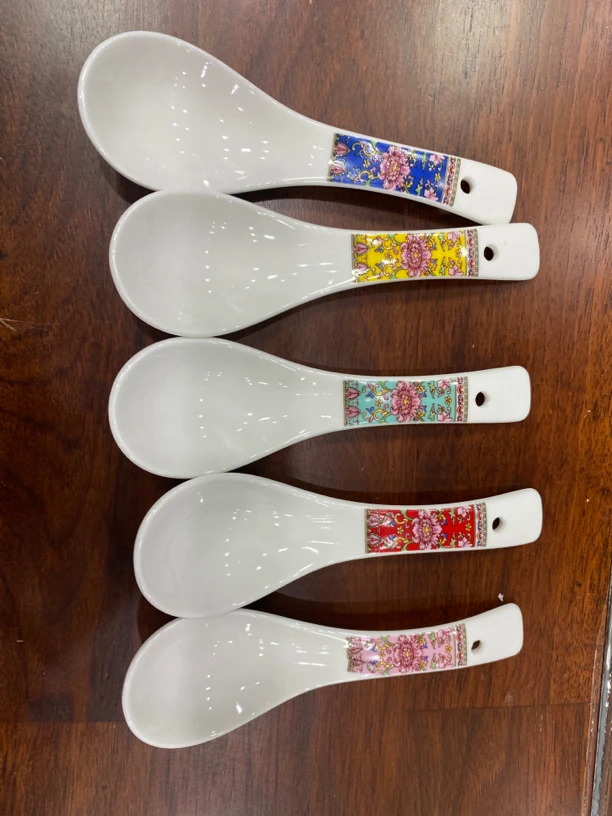 陶瓷珐琅彩小勺五个一组