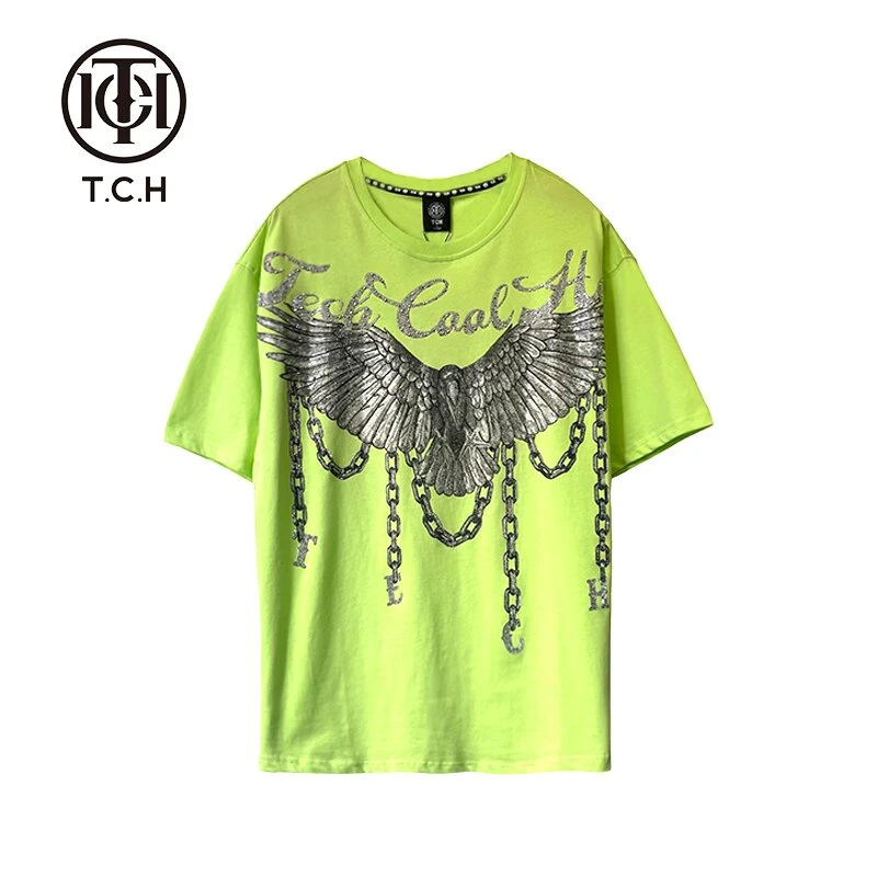 轻奢-潮牌老鹰翅膀绿色时尚夏季春夏休闲ol设计师T恤T21110C3036
