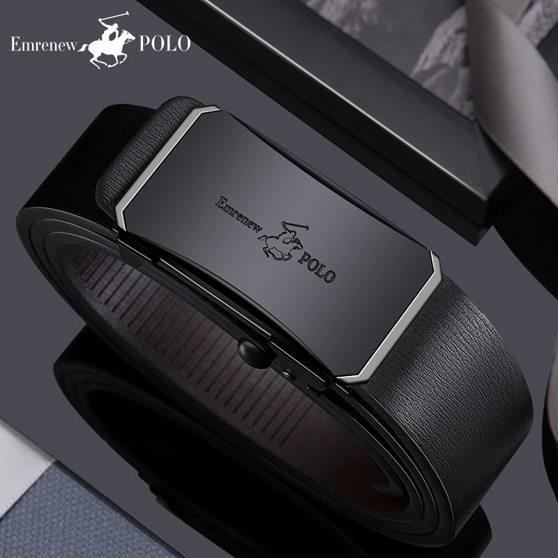 男士百搭裤腰带无牙自动扣青年爸爸中年时尚潮流高档男士皮带真皮