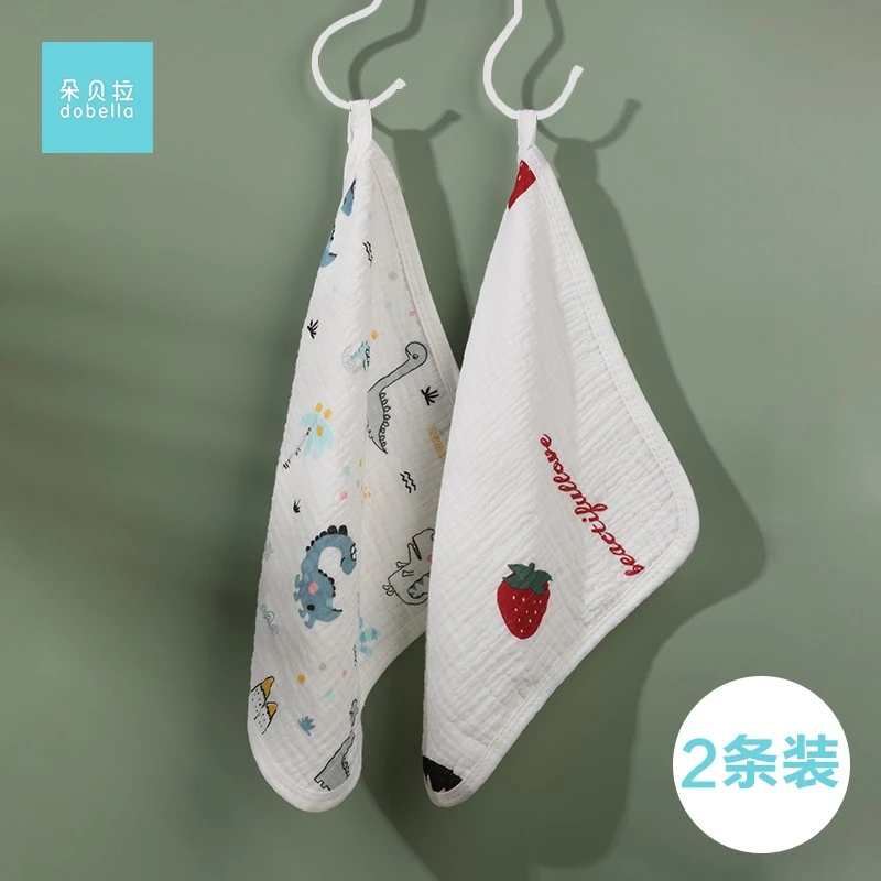 朵贝拉婴儿口水巾纯棉纱布毛巾宝宝用品儿童手帕洗脸小方巾吸汗巾