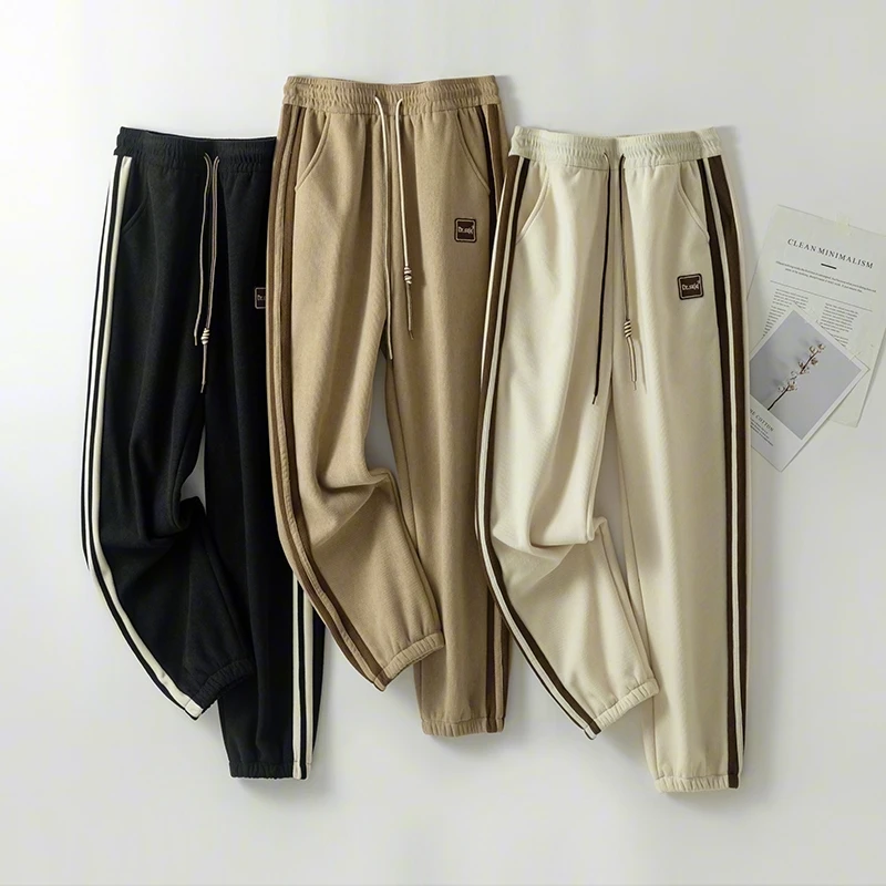 【返潮复古风】2024秋款条纹卫裤 时尚休闲情侣款裤子不起球1106