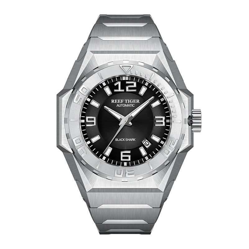 瑞夫泰格正品黑鲨手表男全精钢带机械表防水运动腕表 RGA6903-G