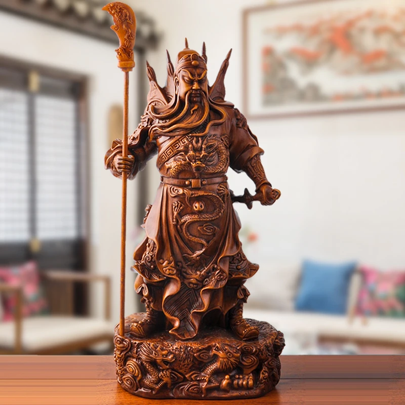 家里家用关二爷玄关九龙关公像关羽办公室家居装饰品工艺品摆件