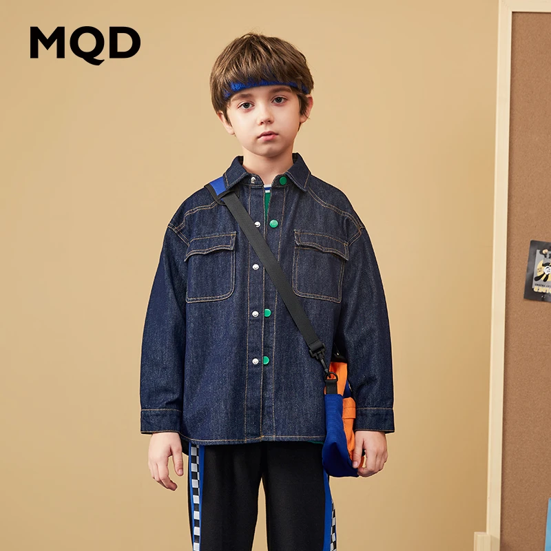 【潮童穿搭】MQD男童新品百搭牛仔春秋翻领时尚休闲外套9223W0801