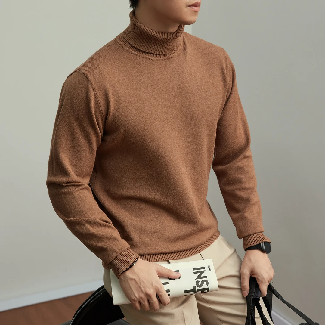 高领毛衣男款2024年秋冬季新款男士针织毛线衣内搭打底衫加绒加厚
