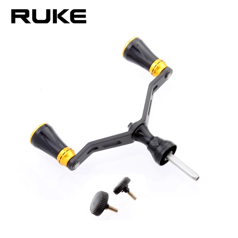 RUKE路亚轮纺车轮摇臂摇把禧玛诺四棱款双摇碳素铝合金轻量化